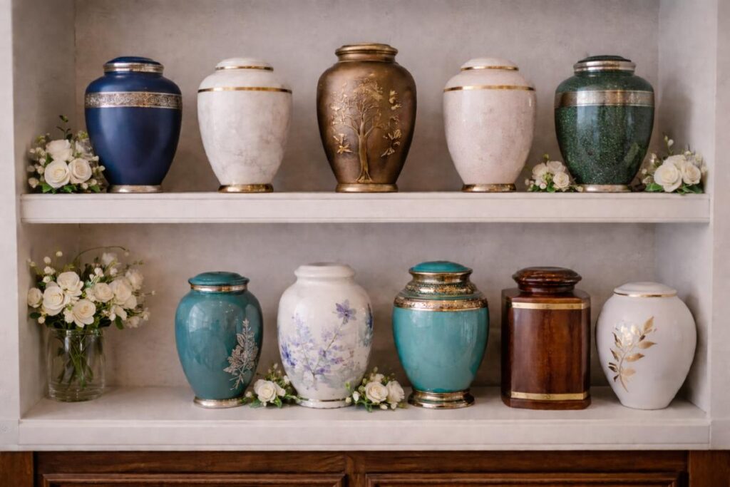 queens ny cremations display of decorative cremation urns 1024x683