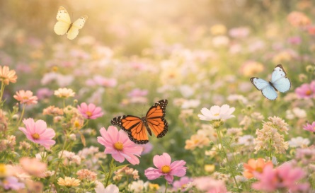 Cremation services in Nassau County, NY with a blooming garden and butterflies