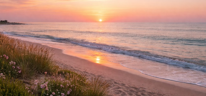 Cremation services Long Beach, NY with a peaceful ocean sunset and gentle waves
