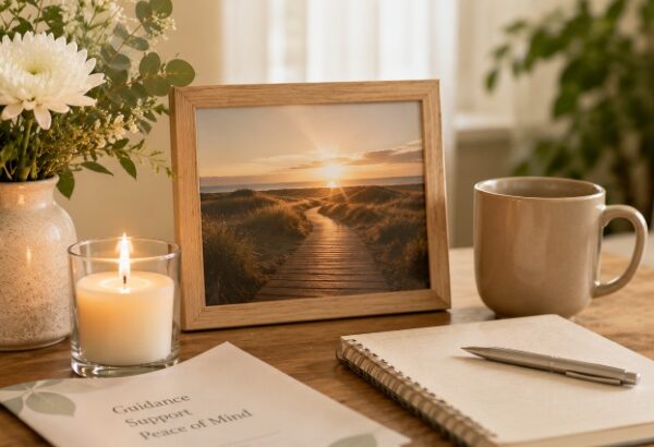 Peaceful memorial display for cremation services in Nassau County, NY.