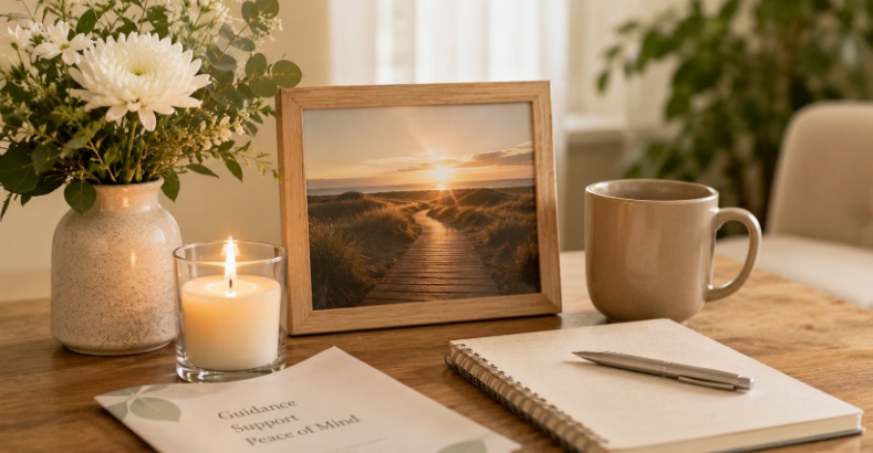 Peaceful memorial display for cremation services in Nassau County, NY.